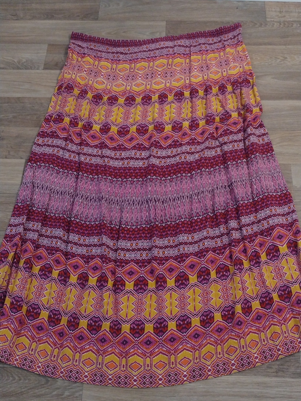 Mossimo Supply Co. Pink Yellow Geometric Tiered Maxi Skirt - Picture 3 of 7